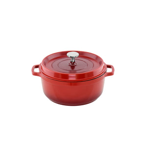 Aluchef 28cm with silver metal handle, Red